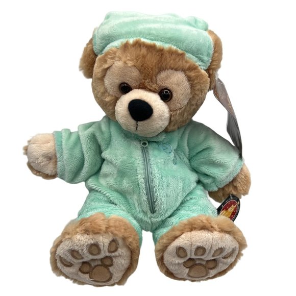Disney Hidden Mickey Bear My First Plush Pre Duffy Disney Parks Green PJs Teddy - Picture 2 of 16